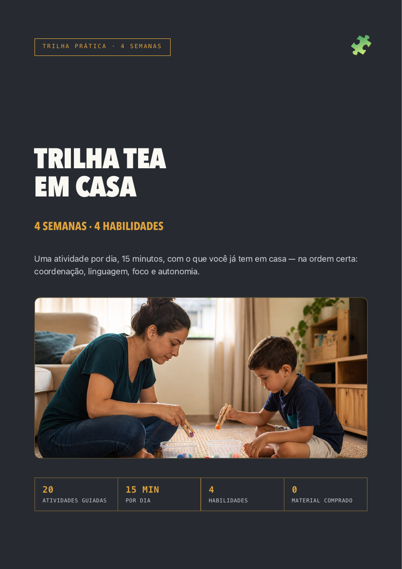 Capa da Trilha TEA em Casa — 4 Semanas, 4 Habilidades
